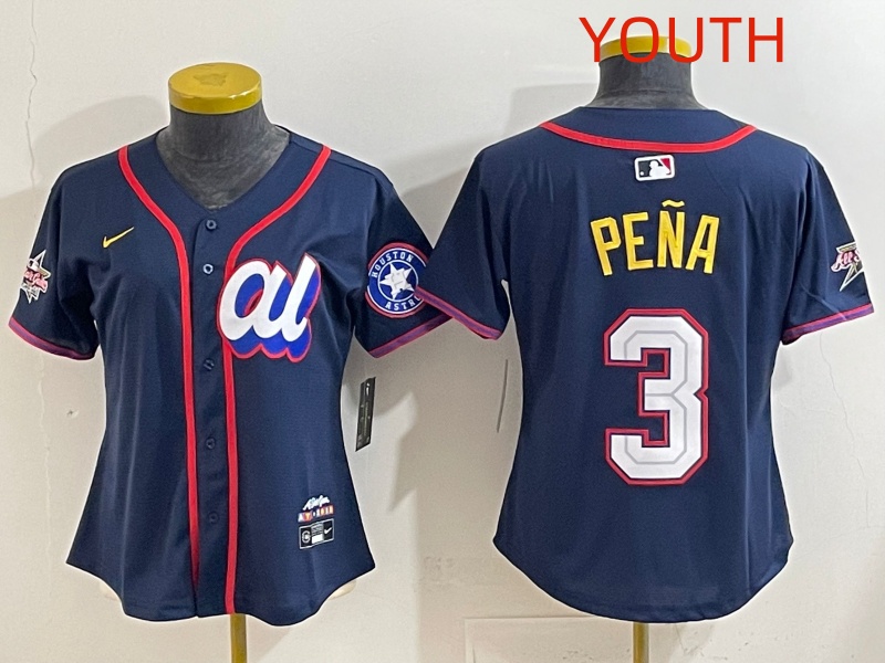 Youth 2025 Houston Astros #3 Pena dark Blue All star Nike MLB Jersey style 012->youth mlb jersey->Youth Jersey